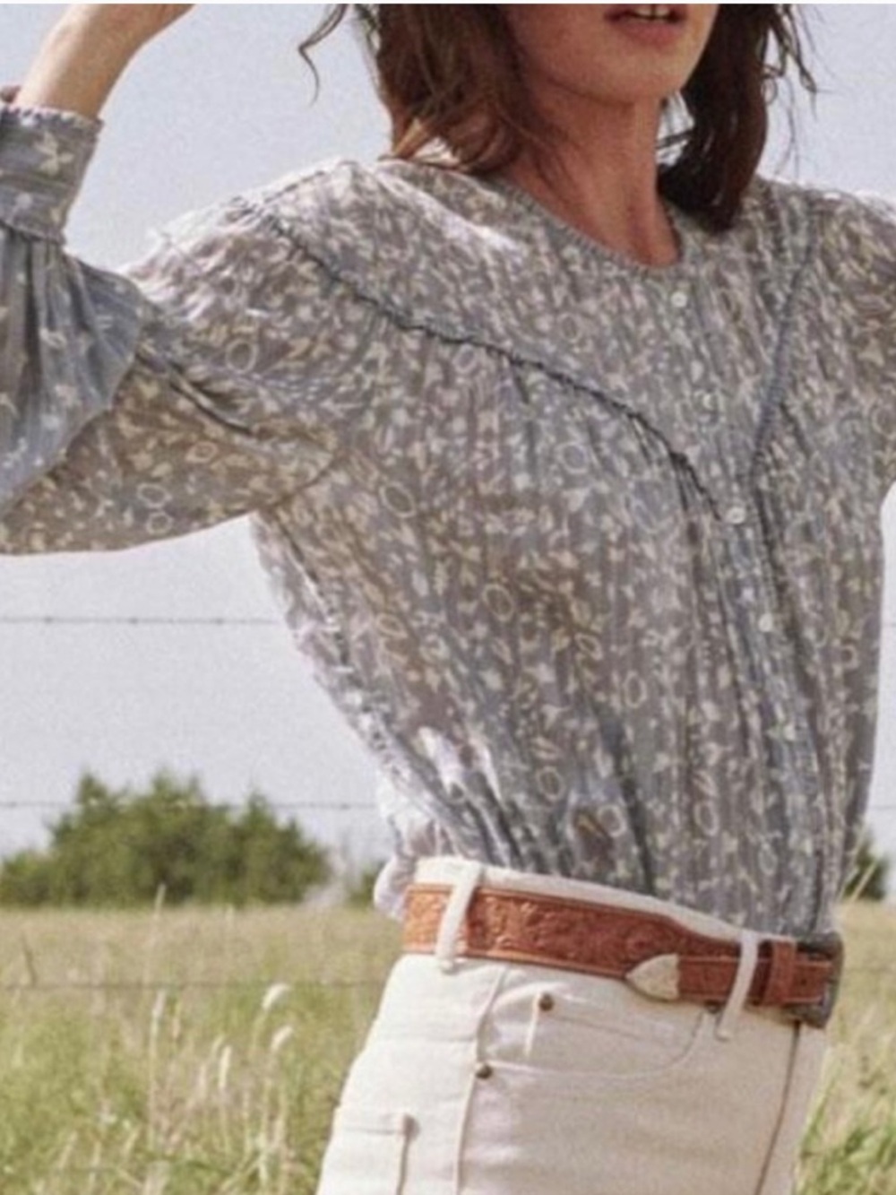 The Great Folk Tower Prairie Floral Blue Top
